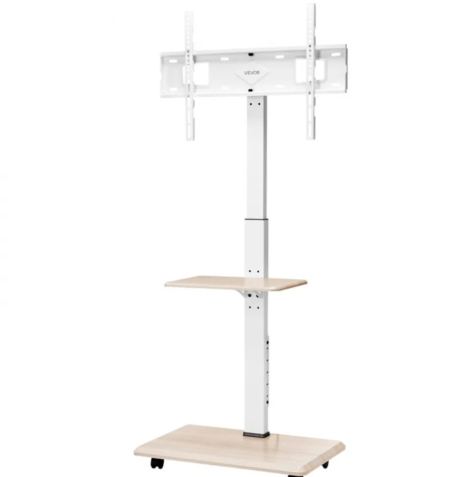 VEVOR Rolling TV Stand, Mobile TV Cart for 32-70 Inch Screens, 25° Left-Right Rotation and Height Adjustable TV Mount with Tray, Holds up to 88 lbs for Corner, Bedroom, Outdoor, Max VESA 600x400mm