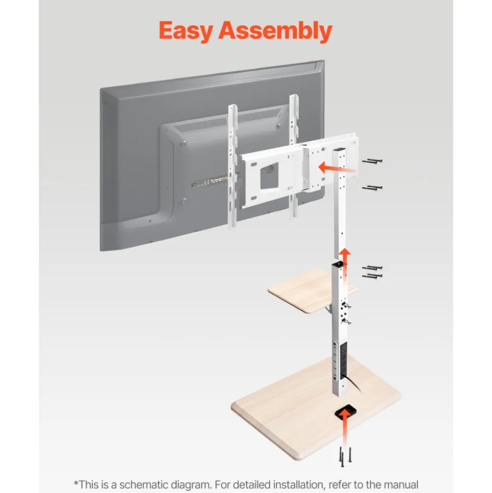 VEVOR Rolling TV Stand, Mobile TV Cart for 32-70 Inch Screens, 25° Left-Right Rotation and Height Adjustable TV Mount with Tray, Holds up to 88 lbs for Corner, Bedroom, Outdoor, Max VESA 600x400mm