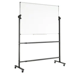 VEVOR Rolling Whiteboard, 48x32 inch Double-Sided Magnetic Mobile Whiteboard, 360° Reversible Adjustable Height Dry Erase Board with Wheels & Movable Tray for Office School