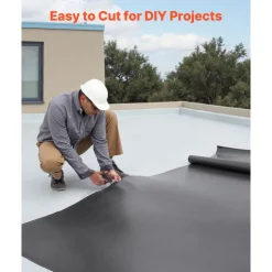 VEVOR Roll Roofing, 15 x 30 ft, 45 mil EPDM Rubber Roofing, Long Lifespan & Weather-resistant, Withstands Harsh Temperatures, Flexible & Easy Installation, Roof Underlayment for RVs, Roofs, Ponds