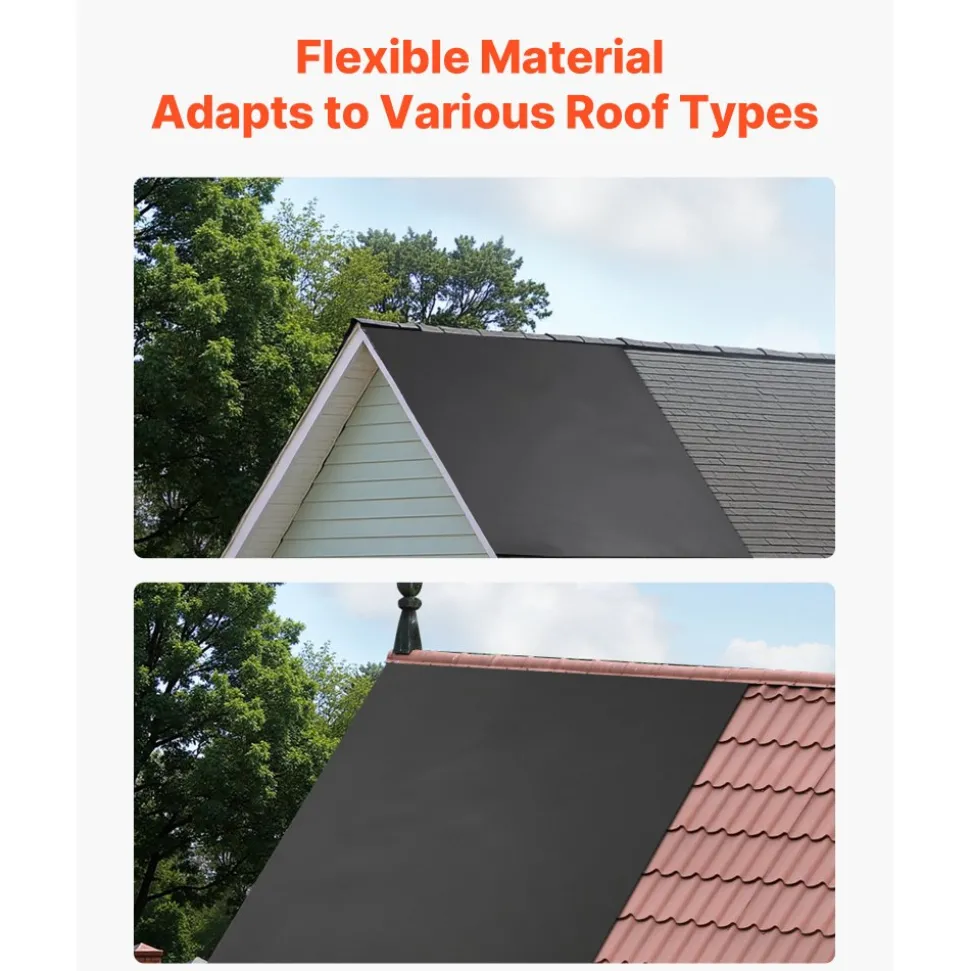 VEVOR Roll Roofing, 15 x 25 ft, 45 mil EPDM Rubber Roofing, Long Lifespan & Weather-resistant, Withstands Harsh Temperatures, Flexible & Easy Installation, Roof Underlayment for RVs, Roofs, Ponds
