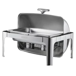 VEVOR Roll Top Chafing Dish Buffet Complete Set, 9Qt Stainless Steel Chafer with Full Size Pan, Rectangle Catering Warmer Server with Lid Water Pan Folding Stand Fuel Holder Meal Clip, Silver