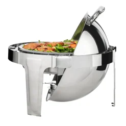 VEVOR Roll Top Chafing Dish Buffet Set, 6 Qt 2 Pack, Stainless Steel Chafer with 2 Full Size Pans, Round Catering Warmer Server with Lid Water Pan Stand Fuel Holder, for at Least 5 People Each