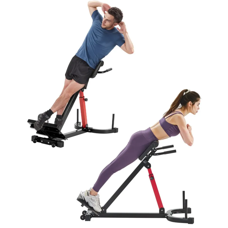 VEVOR Roman Chair Hyperextension Bench, 350 lbs Adjustable Extension Machine, Multi-Function Exercise Equipment for Glute, Hamstring, Lower Back, and Ab Workout, Fitness Weight Bench for Home Gym