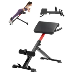 VEVOR Roman Chair Hyperextension Bench, 250 lbs Adjustable & Foldable Extension Machine, Multi-Function Exercise Equipment for Glute, Hamstring, Back, and Ab Workout, Fitness Weight Bench for Home Gym
