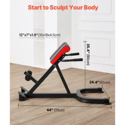 VEVOR Roman Chair Hyperextension Bench, 300 lbs Adjustable Extension Machine, Multi-Function Exercise Equipment for Glute, Hamstring, Lower Back, and Ab Workout, Fitness Weight Bench for Home Gym