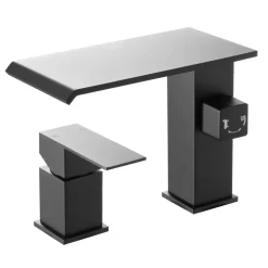 VEVOR Roman Tub Faucet, 3 Hole Waterfall Bathtub Faucet, Gooseneck Bath Tubs Faucets Set with 2 Handles, Roman Tub Faucets Deck Mount for Adult Bathing, Brushed Stainless Steel, High Arc Spout