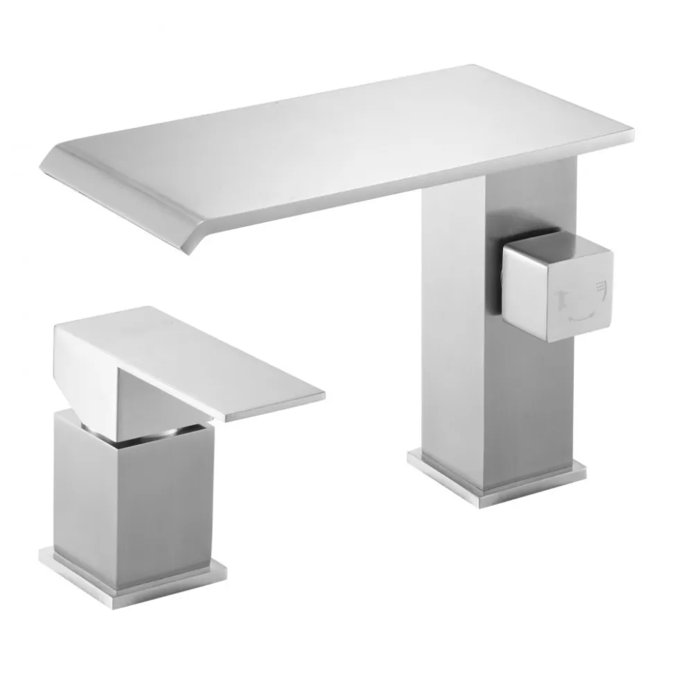 VEVOR Roman Tub Faucet, 3 Hole Waterfall Bathtub Faucet, Roman Bathtub Faucets Set with Shower Head & 1 Handle, Deck Mount Bath Tub Faucets Set for Adult Bathing, Brushed Stainless Steel, Drip-Free