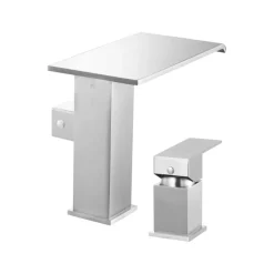 VEVOR Roman Tub Faucet, 3 Hole Waterfall Bathtub Faucet, Roman Bathtub Faucets Set with Shower Head & 1 Handle, Deck Mount Bath Tub Faucets Set for Adult Bathing, Brushed Stainless Steel, Drip-Free
