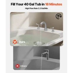 VEVOR Roman Tub Faucet, 3 Hole Waterfall Bathtub Faucet, Roman Bathtub Faucets Set with Shower Head & 1 Handle, Romans Bathtub Faucets for Pet Washing, Adult Bathing, Matte Black, Stainless Steel
