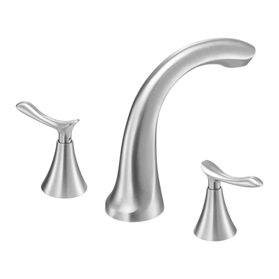 VEVOR Roman Tub Faucet, 3 Hole Waterfall Bathtub Faucet, Gooseneck Bath Tubs Faucets Set with 2 Handles, Deck Mount Bath Tub Faucets Set for Pet Washing, Adult Bathing, Brushed Stainless Steel