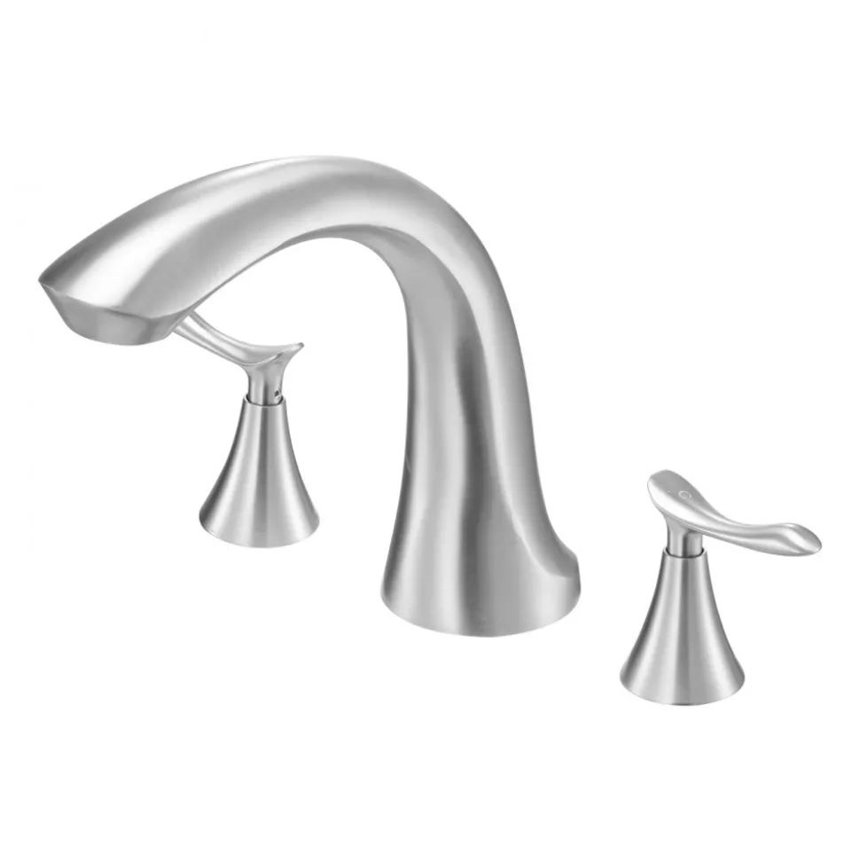 VEVOR Roman Tub Faucet, 3 Hole Waterfall Bathtub Faucet, Gooseneck Bath Tubs Faucets Set with 2 Handles, Deck Mount Bath Tub Faucets Set for Pet Washing, Adult Bathing, Brushed Stainless Steel