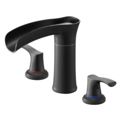 VEVOR Roman Tub Faucet, 3 Hole Waterfall Bathtub Faucet, Zinc Alloy Bath Tubs Faucets Set with 2 Handles, Deck Mount Bath Tub Faucets Set for Pet Washing, Baby Care, Adult Bathing, Matte Black