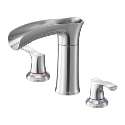 VEVOR Roman Tub Faucet, 3 Hole Waterfall Bathtub Faucet, Zinc Alloy Bath Tubs Faucets Set with 2 Handles, Deck Mount Bath Tub Faucets Set for Pet Washing, Adult Bathing, Silver, Hot & Cold Control