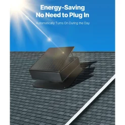 VEVOR Roof Attic Exhaust Fan, 35W Smart Solar Roof Ventilation Fan Auto Temperature Control, 2400 CFM Airflow Built-in Brushless DC Motor for Cooling and Dehumidification, No Remote