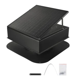 VEVOR Roof Attic Exhaust Fan, 35W Smart Solar Roof Ventilation Fan Auto Temperature Control, 2400 CFM Airflow Built-in Brushless DC Motor for Cooling and Dehumidification, No Remote