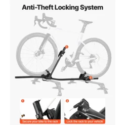 VEVOR Roof Bike Rack, 33 lbs Capacity, Upright Roof Mount Bicycle Rack with Secure Locking System for Most Standard Crossbars, Aluminum Upright Rooftop Bike Rack 1 Bike Carrier for Car SUV, Black