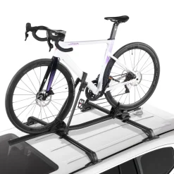 VEVOR Roof Bike Rack, 33 lbs Capacity, Upright Roof Mount Bicycle Rack with Secure Locking System for Most Standard Crossbars, Aluminum Upright Rooftop Bike Rack 1 Bike Carrier for Car SUV, Black