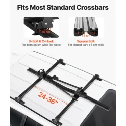 VEVOR Roof Bike Rack, 33 lbs Capacity, Upright Roof Mount Bicycle Rack with Secure Locking System for Most Standard Crossbars, Aluminum Upright Rooftop Bike Rack 1 Bike Carrier for Car SUV, Black
