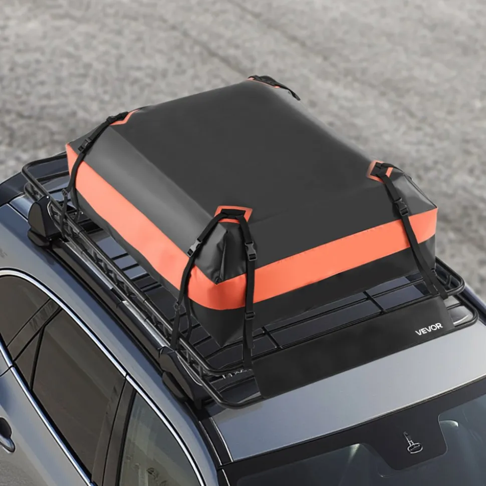 VEVOR Roof Rack Basket, 64 x 39 x 4.1 in, Universal Rooftop Cargo Carrier with 44.1 x 34.3 x 10.2 in Cargo Bag, Net, Ratchet Straps, 250 lbs Max Load Capacity Car Top Luggage Holder, for SUV Truck Car