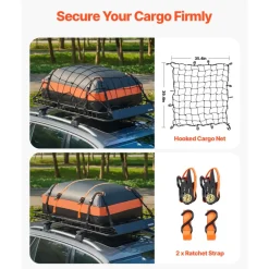 VEVOR Roof Rack Basket, 64 x 39 x 4.1 in, Universal Rooftop Cargo Carrier with 44.1 x 34.3 x 10.2 in Cargo Bag, Net, Ratchet Straps, 250 lbs Max Load Capacity Car Top Luggage Holder, for SUV Truck Car
