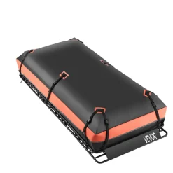 VEVOR Roof Rack Basket, 84 x 39 x 4.1 in, Universal Rooftop Cargo Carrier with 7.9 x 3.9 x 10.2 in Cargo Bag, Net, Ratchet Straps, 250 lbs Max Load Capacity Car Top Luggage Holder, for SUV Truck Car