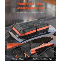 VEVOR Roof Rack Basket, 84 x 39 x 4.1 in, Universal Rooftop Cargo Carrier with 7.9 x 3.9 x 10.2 in Cargo Bag, Net, Ratchet Straps, 250 lbs Max Load Capacity Car Top Luggage Holder, for SUV Truck Car