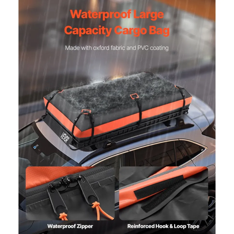 VEVOR Roof Rack Basket, 84 x 39 x 4.1 in, Universal Rooftop Cargo Carrier with 7.9 x 3.9 x 10.2 in Cargo Bag, Net, Ratchet Straps, 250 lbs Max Load Capacity Car Top Luggage Holder, for SUV Truck Car