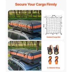 VEVOR Roof Rack Basket, 84 x 39 x 4.1 in, Universal Rooftop Cargo Carrier with 7.9 x 3.9 x 10.2 in Cargo Bag, Net, Ratchet Straps, 250 lbs Max Load Capacity Car Top Luggage Holder, for SUV Truck Car