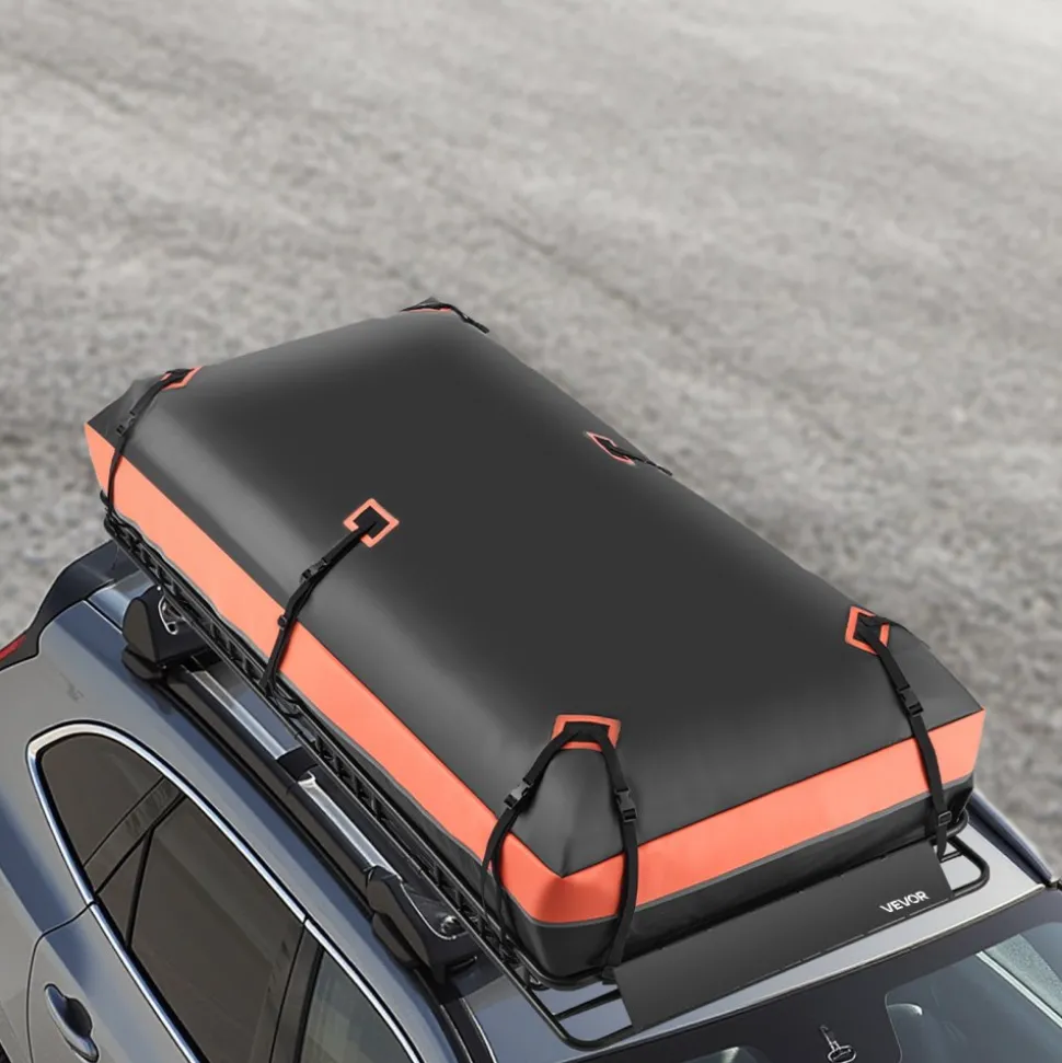 VEVOR Roof Rack Basket, 84 x 39 x 4.1 in, Universal Rooftop Cargo Carrier with 7.9 x 3.9 x 10.2 in Cargo Bag, Net, Ratchet Straps, 250 lbs Max Load Capacity Car Top Luggage Holder, for SUV Truck Car