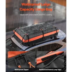 VEVOR Roof Rack Basket, 84 x 39 x 4.1 in, Universal Rooftop Cargo Carrier with 7.9 x 3.9 x 10.2 in Cargo Bag, Net, Ratchet Straps, 250 lbs Max Load Capacity Car Top Luggage Holder, for SUV Truck Car