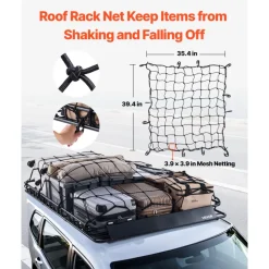 VEVOR Roof Rack Basket, 64 x 50 x 4.1 in, Universal Rooftop Cargo Carrier with Two 35.4 x 39.4 in Cargo Net,150 lbs Max Car Top Luggage Holder, 4.1 in Fence, Anti-Rust Alloy Steel, for SUV Truck Car