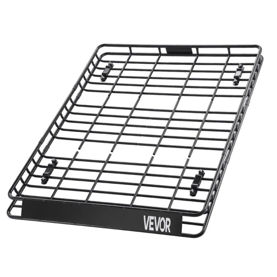 VEVOR Roof Rack Basket, 64 x 50 x 4.1 in, Universal Rooftop Cargo Carrier with Two 35.4 x 39.4 in Cargo Net,150 lbs Max Car Top Luggage Holder, 4.1 in Fence, Anti-Rust Alloy Steel, for SUV Truck Car
