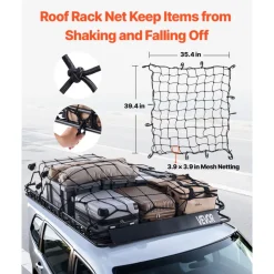 VEVOR Roof Rack Basket, 64 x 50 x 4.1 in, Universal Rooftop Cargo Carrier with Two 35.4 x 39.4 in Cargo Net,150 lbs Max Car Top Luggage Holder, 4.1 in Fence, Anti-Rust Alloy Steel, for SUV Truck Car