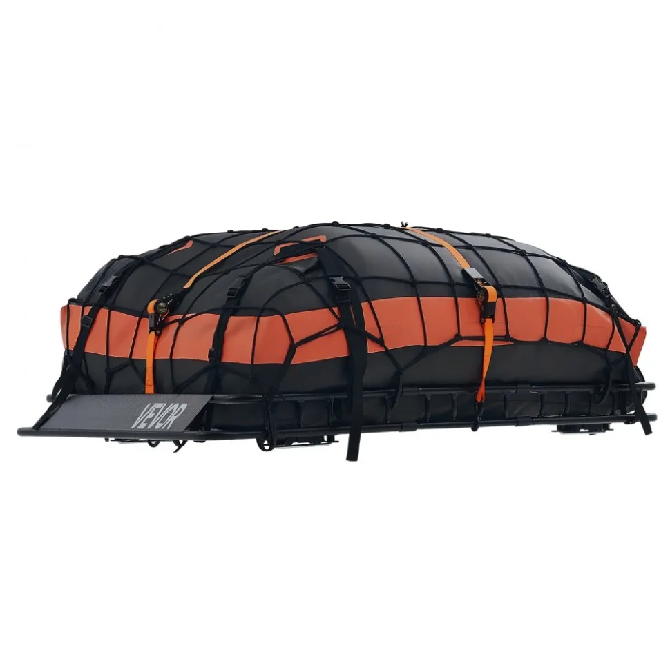 VEVOR Roof Rack Cargo Basket, 54 x 34 x 4 in, Heavy Duty Roof Top Carrier Basket with Waterproof Bag, Cargo Net, Ratchet Straps, 200 lbs Capacity, Universal Car Top Luggage Holder, for SUV Truck Car