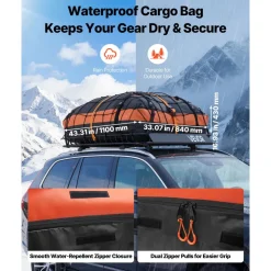 VEVOR Roof Rack Cargo Basket, 54 x 34 x 4 in, Heavy Duty Roof Top Carrier Basket with Waterproof Bag, Cargo Net, Ratchet Straps, 200 lbs Capacity, Universal Car Top Luggage Holder, for SUV Truck Car