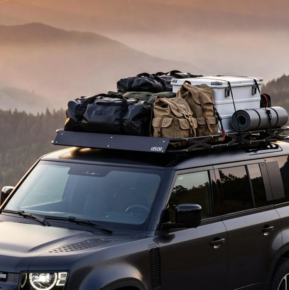 VEVOR Roof Rack Cargo Basket, 64 x 39 x 4 in, Heavy Duty Roof Top Carrier Basket with Folding Design, 200 lbs Capacity, All-Weather Easy-Install Car Top Luggage Holder, Universal Fit for SUV Truck Car