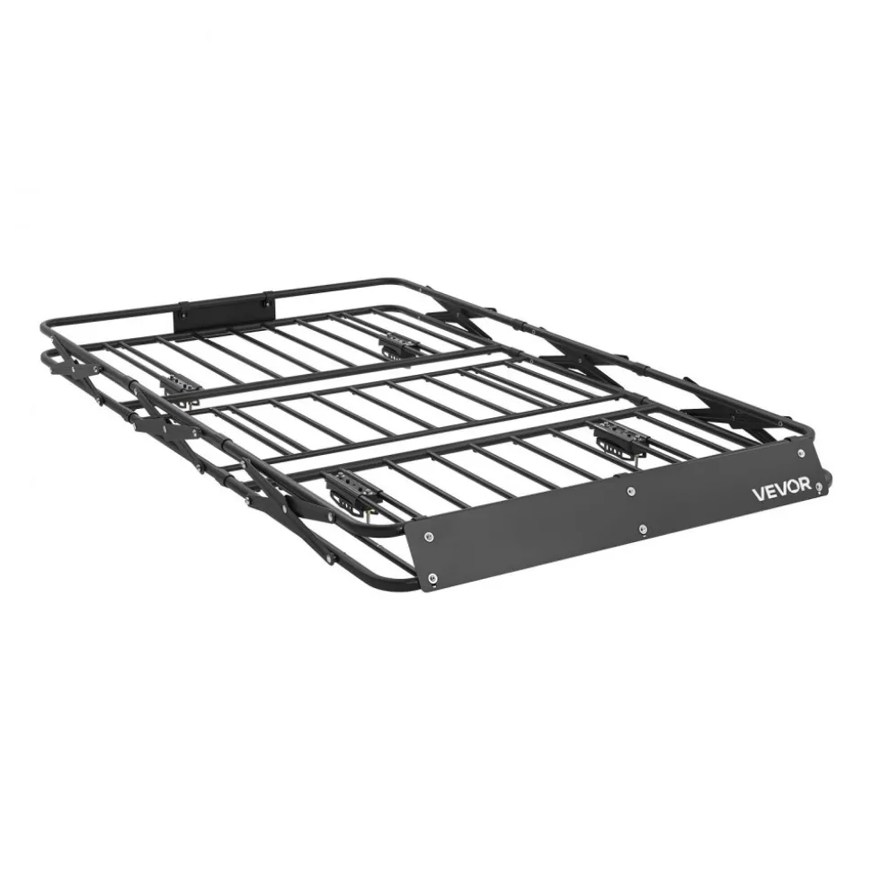 VEVOR Roof Rack Cargo Basket, 64 x 39 x 4 in, Heavy Duty Roof Top Carrier Basket with Folding Design, 200 lbs Capacity, All-Weather Easy-Install Car Top Luggage Holder, Universal Fit for SUV Truck Car