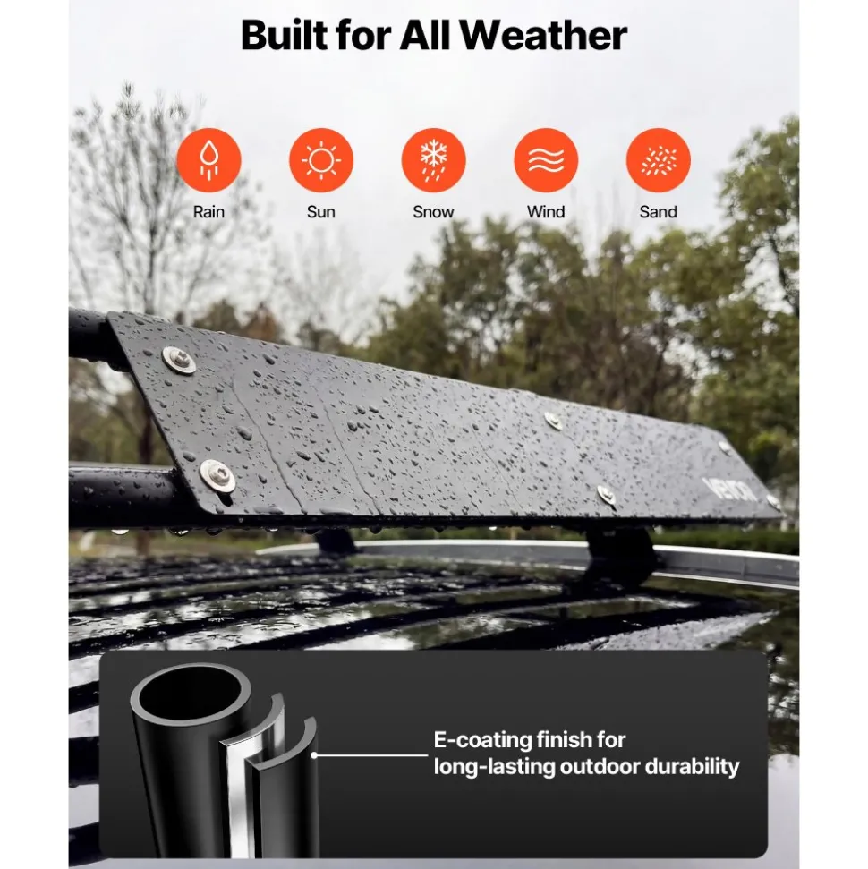VEVOR Roof Rack Cargo Basket, 64 x 39 x 4 in, Heavy Duty Roof Top Carrier Basket with Folding Design, 200 lbs Capacity, All-Weather Easy-Install Car Top Luggage Holder, Universal Fit for SUV Truck Car