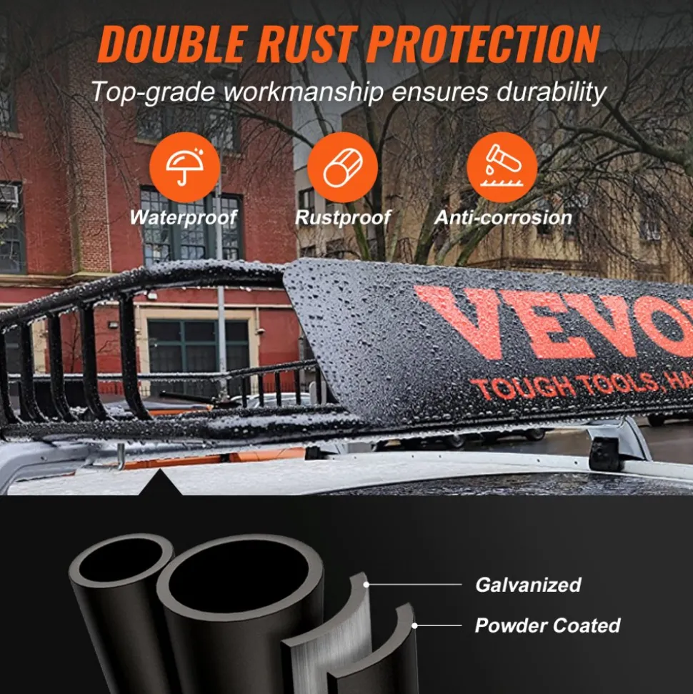 VEVOR Roof Rack Cargo Basket, 46" x 36" x 4.5" Rooftop Cargo Carrier, Heavy-duty 200 LBS Capacity Universal Roof Rack Basket, Luggage Holder for SUV, Truck, Vehicle