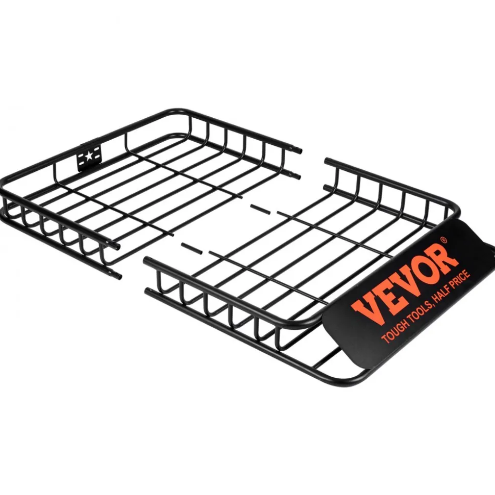 VEVOR Roof Rack Cargo Basket, 46" x 36" x 4.5" Rooftop Cargo Carrier, Heavy-duty 200 LBS Capacity Universal Roof Rack Basket, Luggage Holder for SUV, Truck, Vehicle