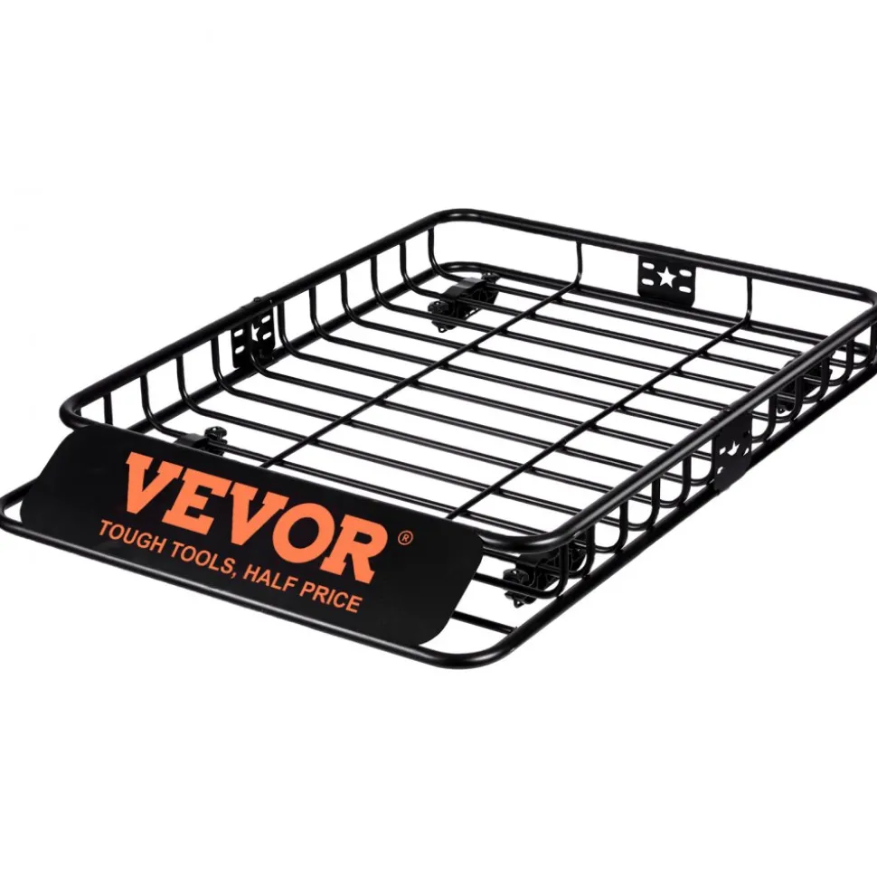 VEVOR Roof Rack Cargo Basket, 46" x 36" x 4.5" Rooftop Cargo Carrier, Heavy-duty 200 LBS Capacity Universal Roof Rack Basket, Luggage Holder for SUV, Truck, Vehicle