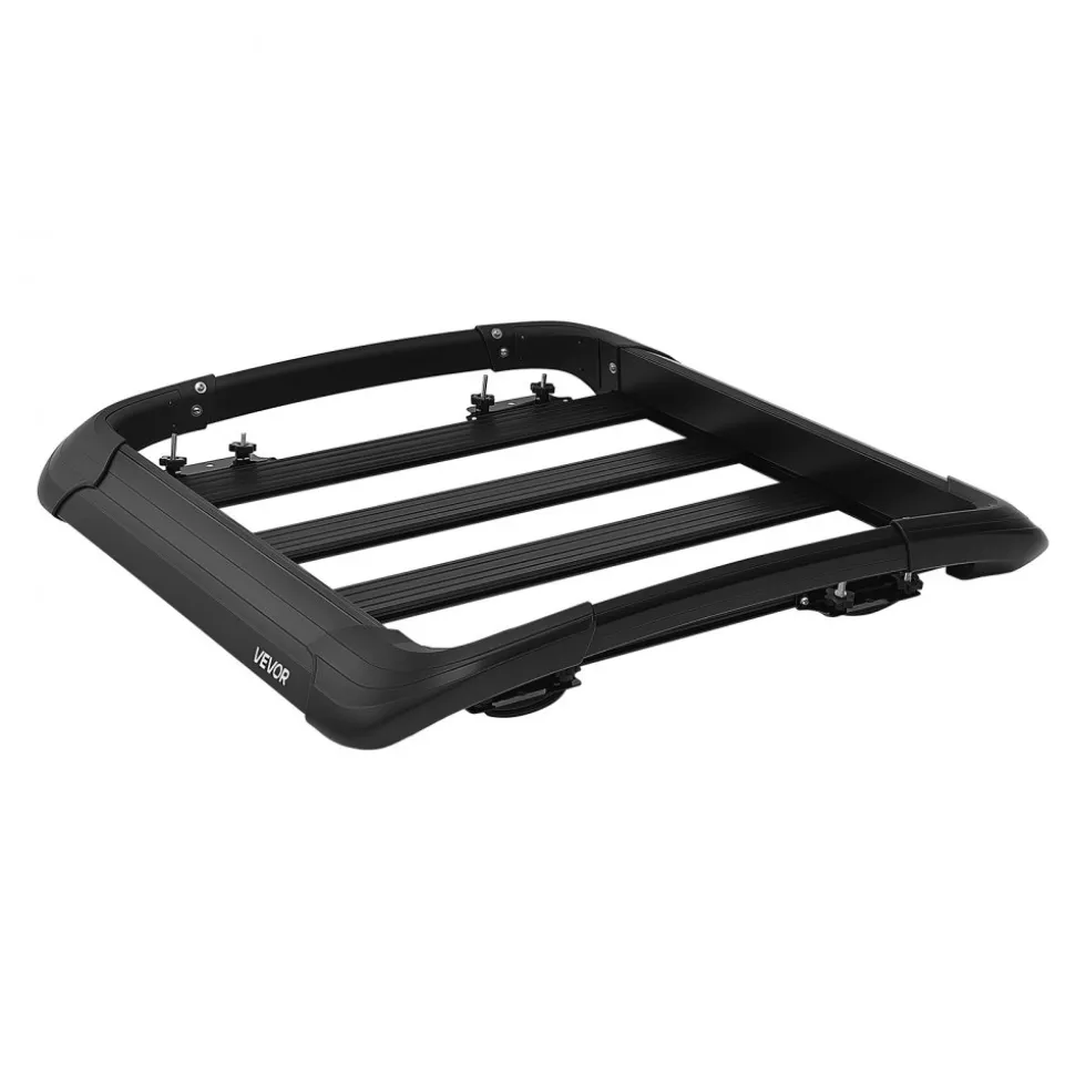 VEVOR Roof Rack Cargo Basket, 38 x 38 x 5.59 in, Universal Heavy Duty Roof Top Carrier Basket, 150 lbs Capacity, All-Weather Car Top Luggage Holder, Fits Crossbars up to 3.54 x 1.97 in, for SUV Truck