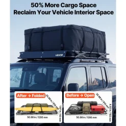 VEVOR Roof Rack Cargo Basket, 51 x 36 x 4 in, Heavy Duty Roof Top Carrier Basket with Folding Design, 200 lbs Capacity, All-Weather Easy-Install Car Top Luggage Holder, Universal Fit for SUV Truck Car