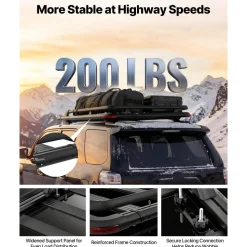 VEVOR Roof Rack Cargo Basket, 64 x 39 x 4.53 in, Heavy Duty Roof Top Carrier Basket with Extension, 200 lbs Capacity, All-Weather Car Top Luggage Holder, Universal Fit for SUVs Trucks Vehicles Pickups