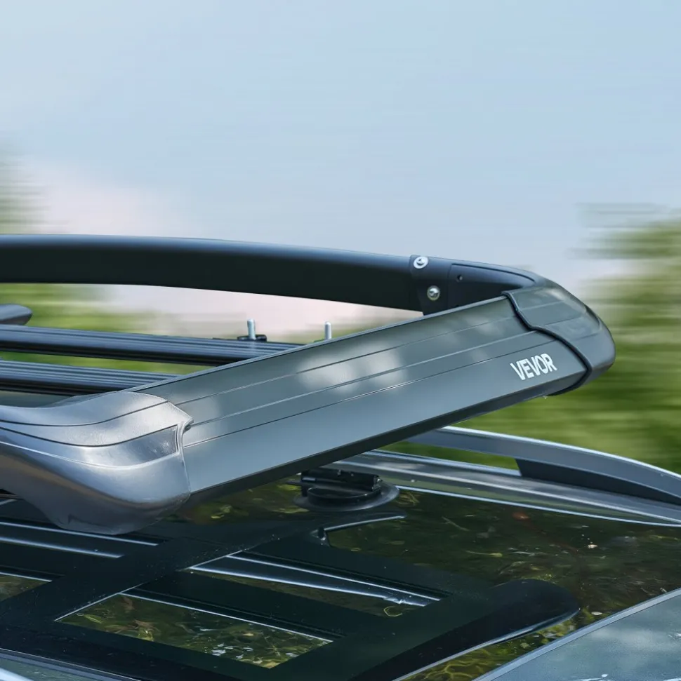 VEVOR Roof Rack Cargo Carrier, 48 x 40 x 5.6 in, Universal Rooftop Cargo Basket, Car Top Luggage Holder with 150 lbs Max Load Capacity, 4.1 in Fence, Anti-Rust Alloy Steel, Wind Fairing, for SUV Car