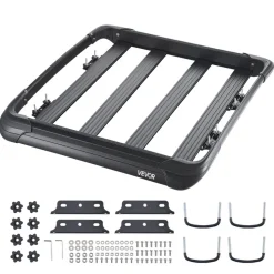 VEVOR Roof Rack Cargo Carrier, 48 x 40 x 5.6 in, Universal Rooftop Cargo Basket, Car Top Luggage Holder with 150 lbs Max Load Capacity, 4.1 in Fence, Anti-Rust Alloy Steel, Wind Fairing, for SUV Car
