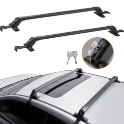 VEVOR Roof Rack Cross Bars, Aluminum Roof Rack Crossbars, Fit Roof without Side Rail, 155 lbs Load Capacity, Adjustable Bare Roof Crossbars with Locks, for SUVs, Sedans, and Vans