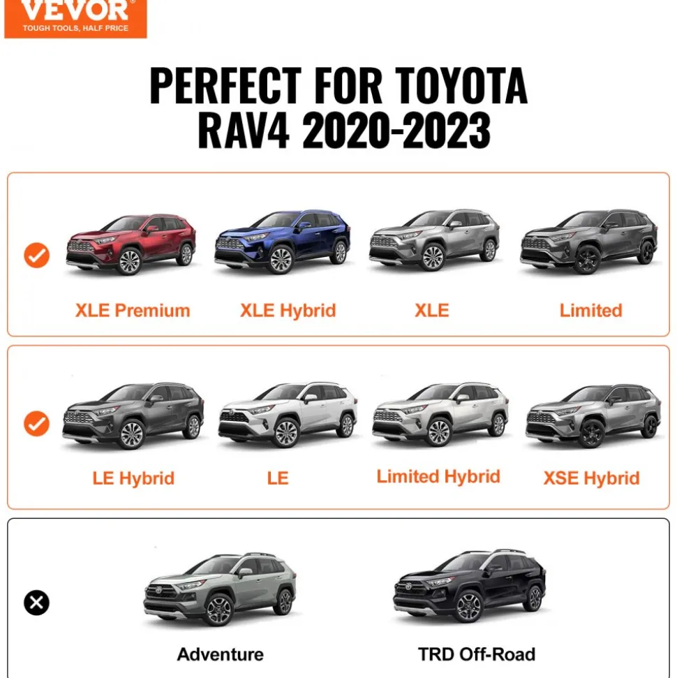 VEVOR Roof Rack Cross Bars, Compatible with 2011-2021 Jeep Grand Cherokee with Grooved Side Rails, 200lbs Load Capacity, Aluminum Crossbars with Locks, for Rooftop Cargo Carrier Bag Luggage Kayak Bike