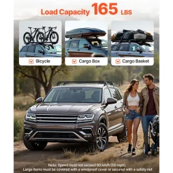 VEVOR Roof Rack Cross Bars, Universal Fit for Naked Roofs Without Raised Rails/Flush Rail/Black Moldings, 165 LBS Capacity, Lockable Heavy Duty Aluminum Crossbar Racks Roof Rail Rooftop Luggage Canoe